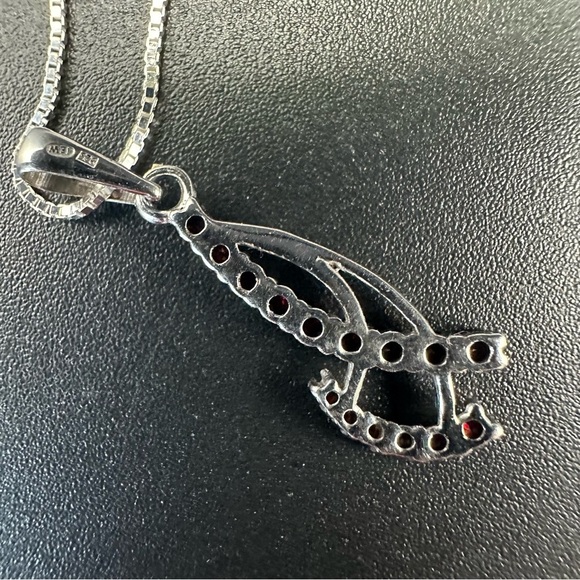 Genuine Garnet Pendant Necklace – Sterling Silver 925 Jewelry, NWT - Picture 8 of 10